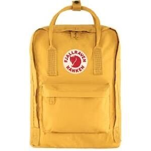 Fjallraven Kanken Backpack Zippered Adjustable Straps Yellow